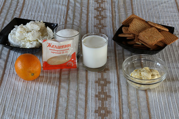 Необходимые ингредиенты для апельсинового... Апельсиновый чизкейк без выпечки: пошаговый фото-рецепт